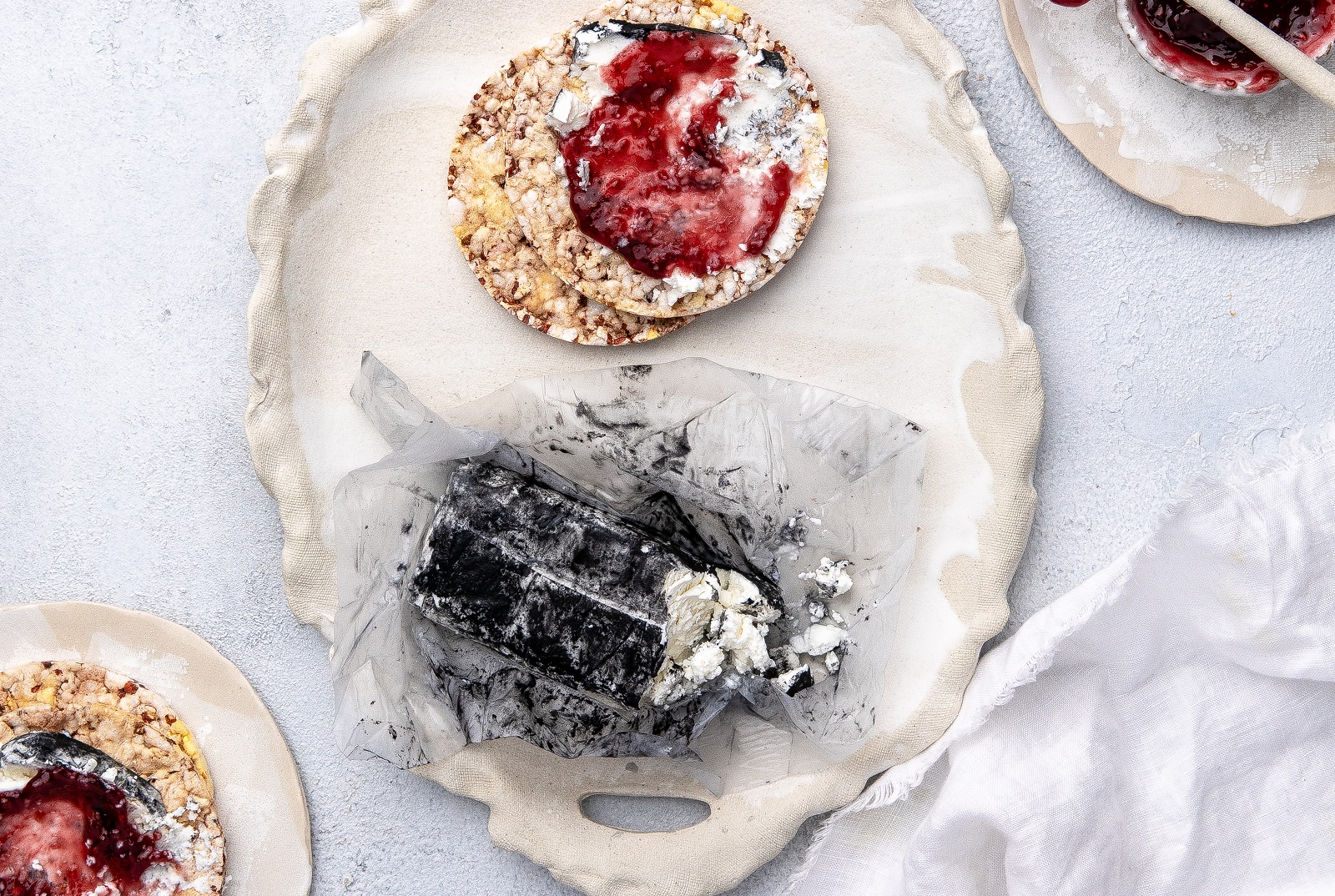 Raspberry Jam & Ash Goat's Cheese Corn Thins